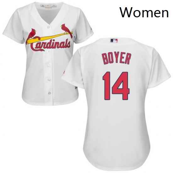 Womens Majestic St Louis Cardinals 14 Ken Boyer Replica White Home Cool Base MLB Jersey